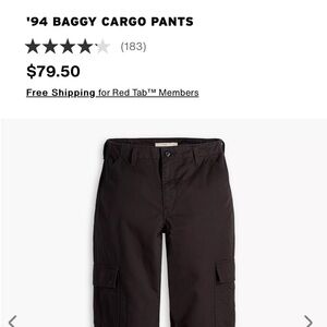 Levi's 94’ Baggy Black Cargo Pants NWT